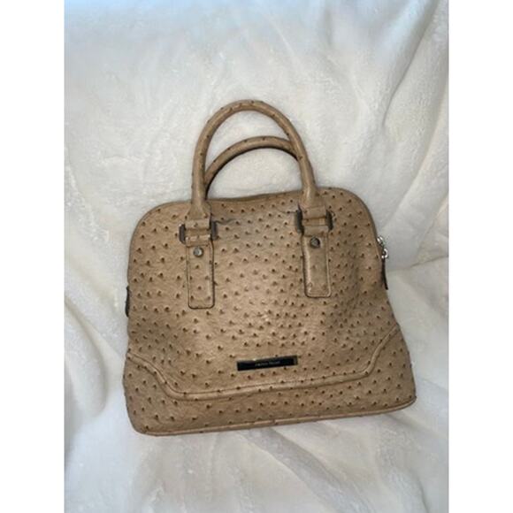 Ivanka Trump Beige Faux Ostrich Vegan Leather‎ Shoulder Bag Women - Picture 1 of 8